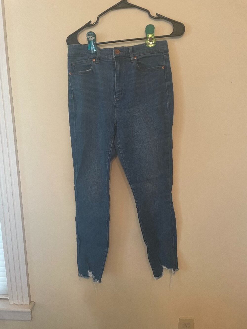 Loft Outlet High Rise Skinny Ankle Women 6 Blue Distressed‎ Chewed Hem